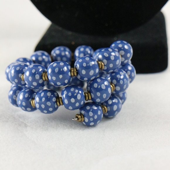 KAZURI Beads Candy TingTing 18 inch Blue/White Necklace + Earrings + Bracelet - Picture 7 of 11